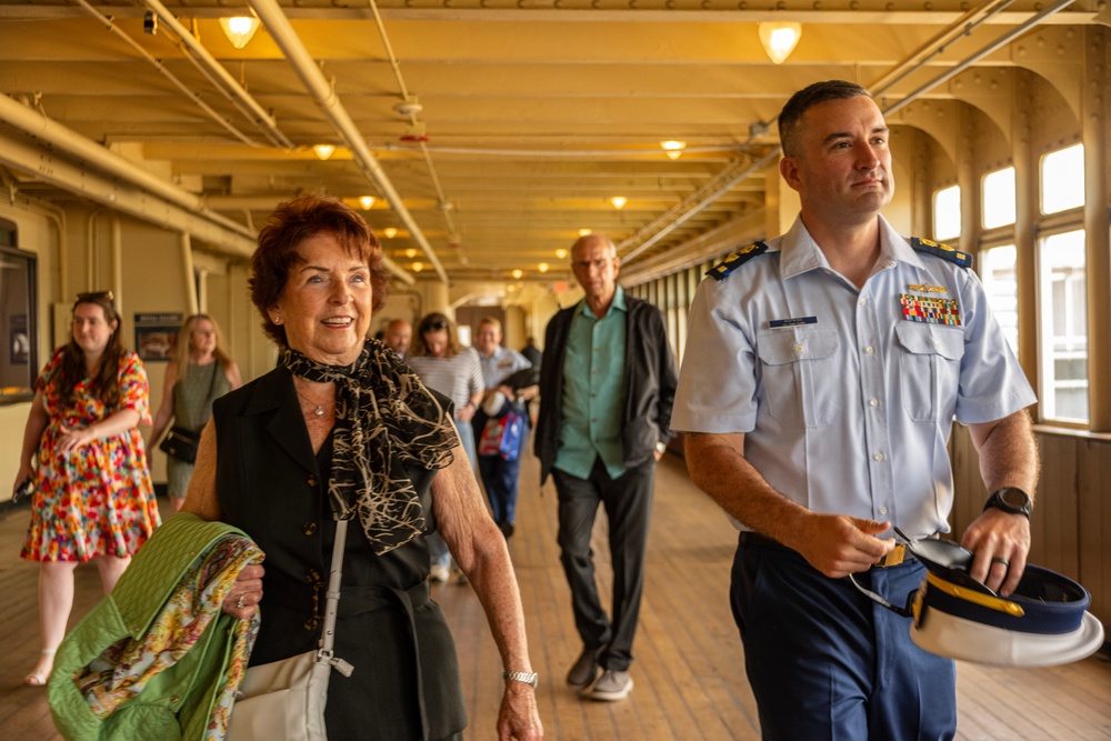 U.S. Coast Guard Chief Warrant Officer Colin Hopkins promotion ceremony on the Queen Mary