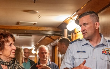 U.S. Coast Guard Chief Warrant Officer Colin Hopkins promotion ceremony on the Queen Mary