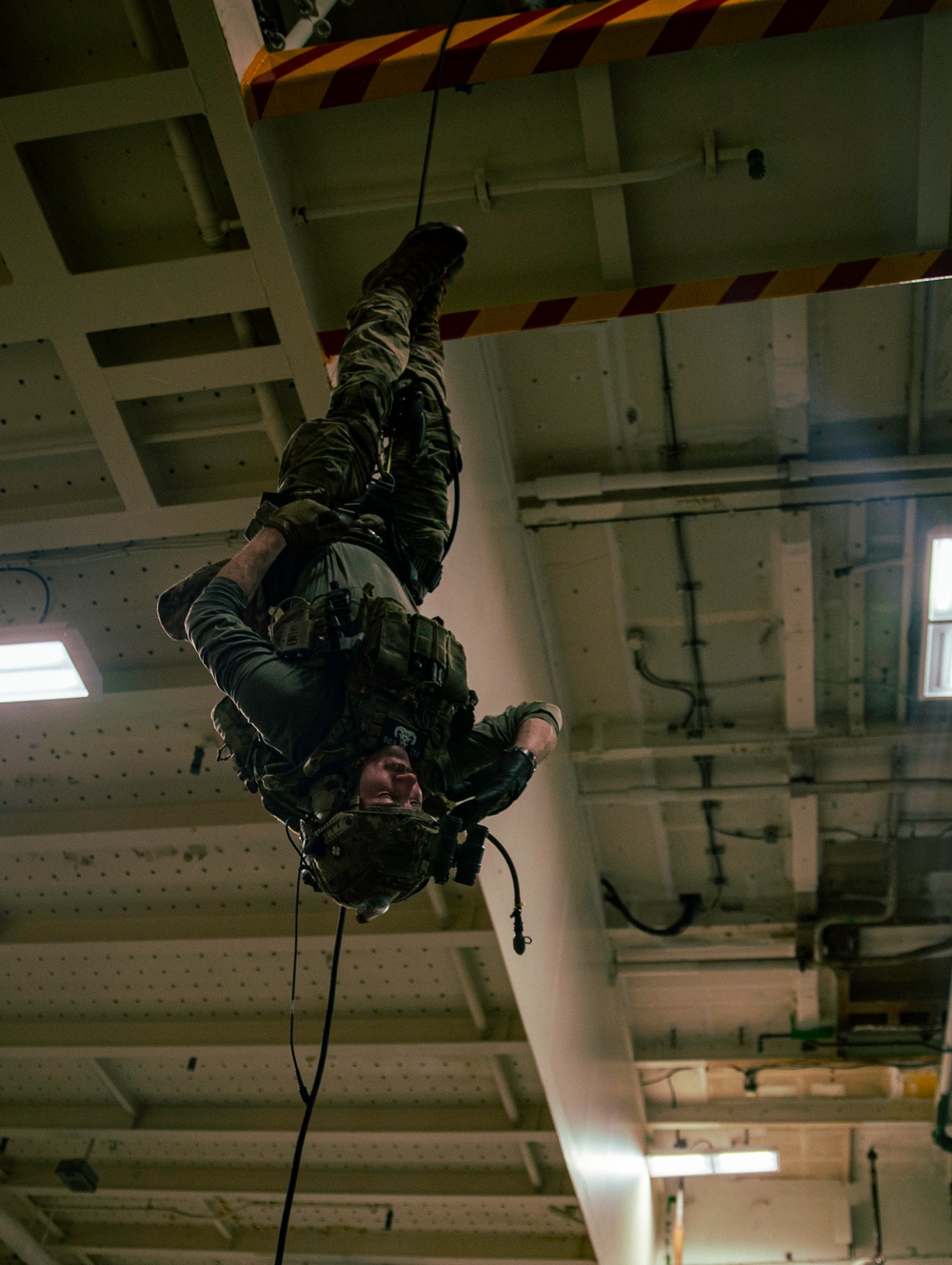 EODMU 5 Sailors Conduct Fast Rope Drills