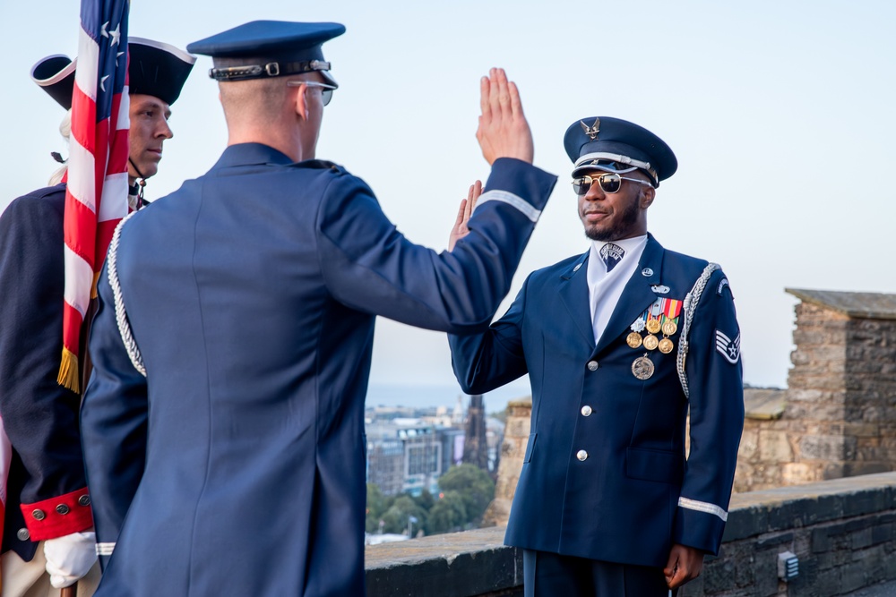 Air Force Drill Team reenlistment at The Royal Edinburgh Military Tattoo