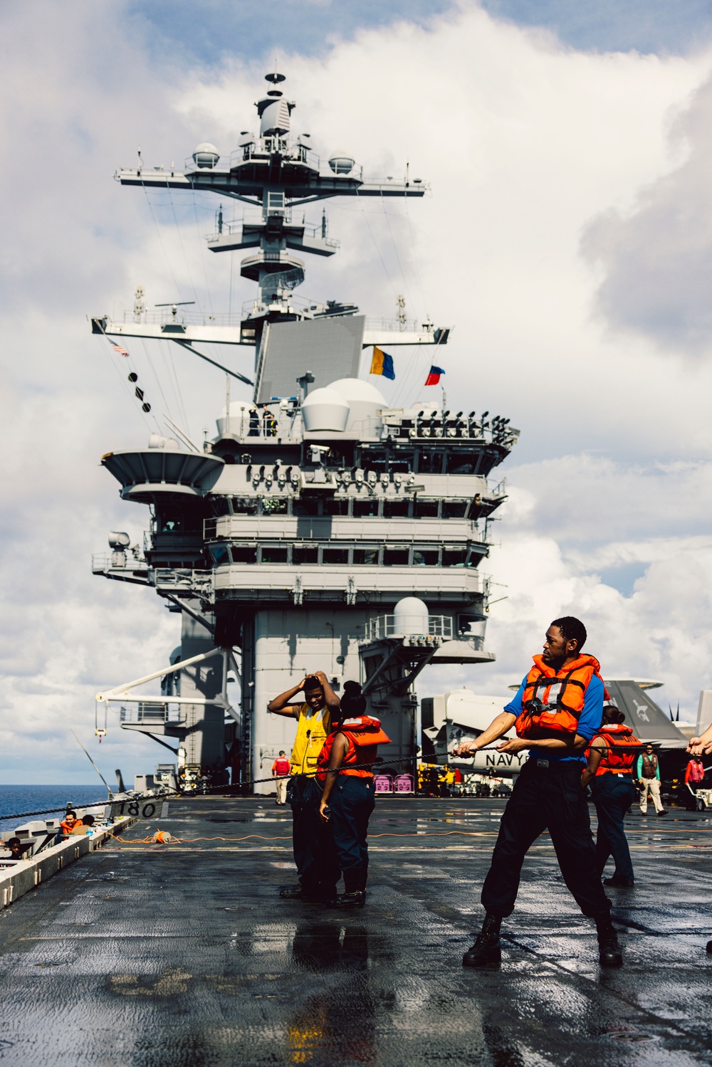 George Washington Sailors Conduct Replenishment-at-Sea with Alan Shepard