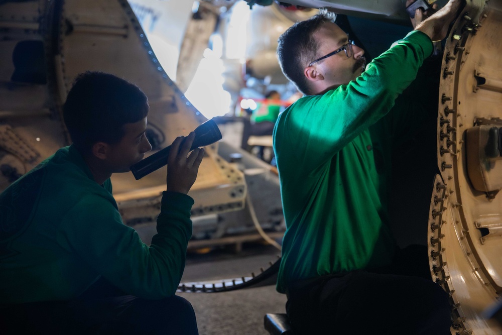 VFA-213 Sailors Conduct Maintenance