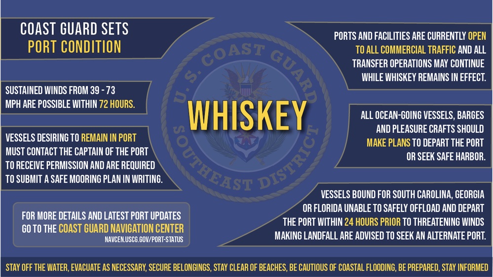 Coast Guard Captain of the Port sets Port Condition Whiskey