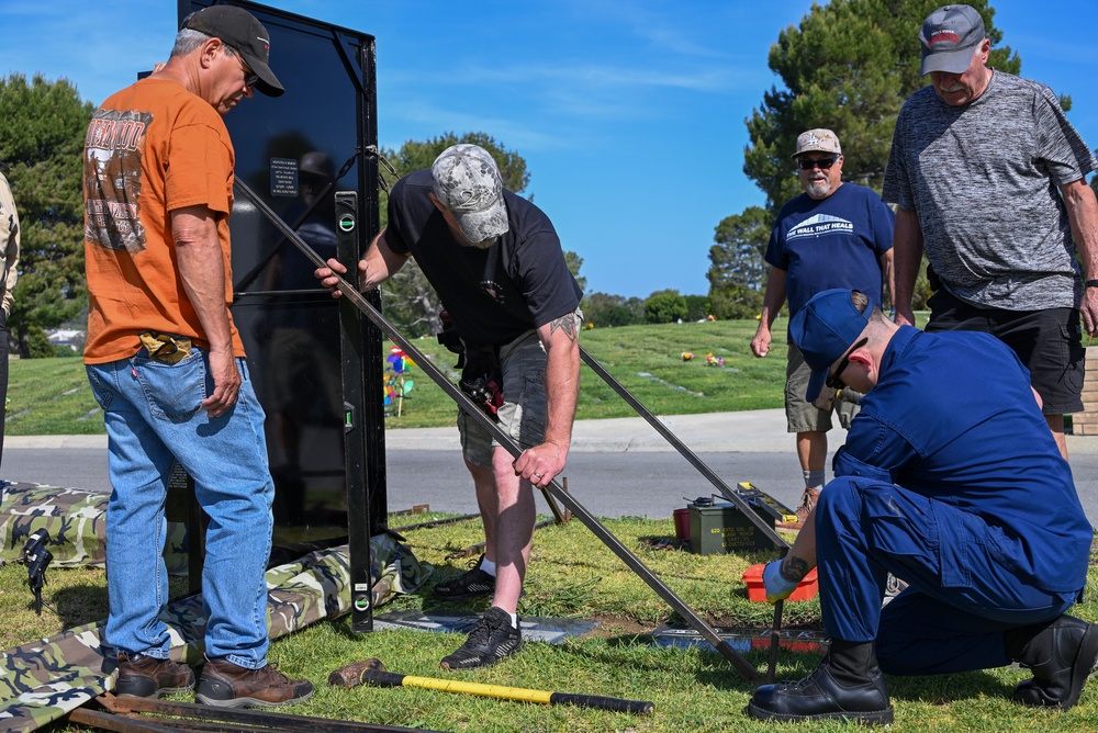 U.S. Coast Guard members assemble The Moving Wall