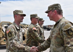Fort McCoy Garrison Commander provides speech during repatching ceremony at Fort McCoy