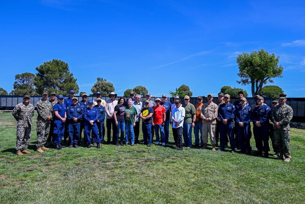U.S. Coast Guard members assemble The Moving Wall