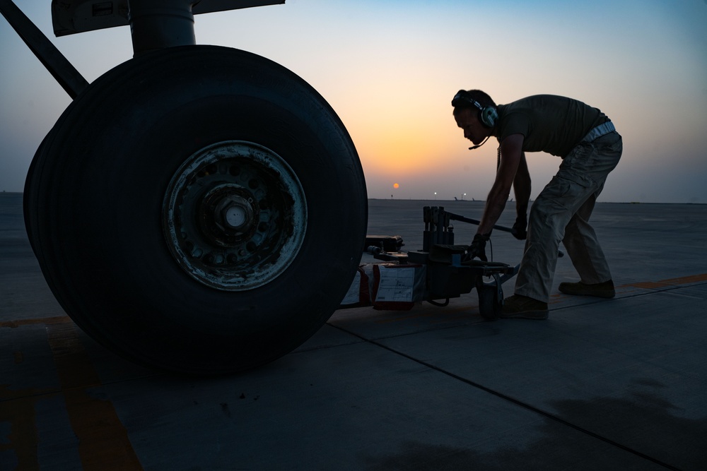 156th EAS rolling into sunset