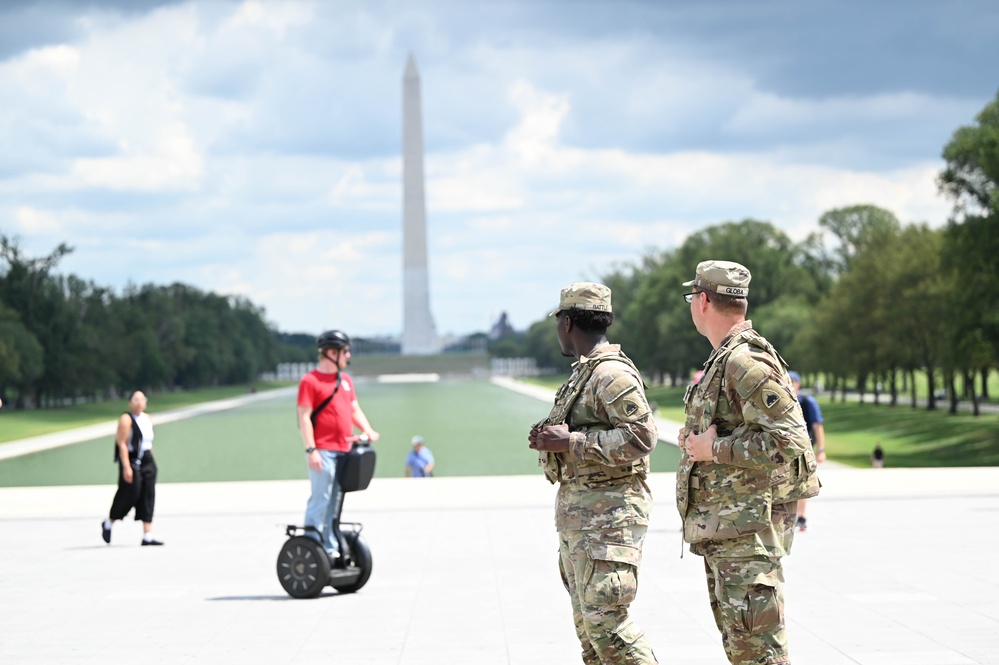 Joint Task Force D.C. Soldiers patrol the District