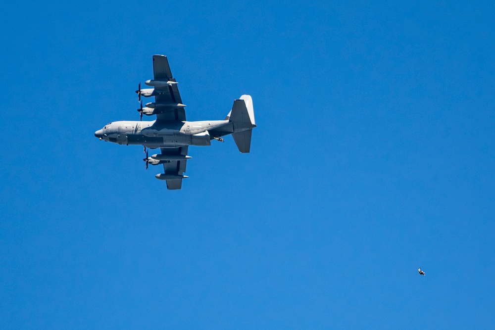 U.S. Navy SEALs execute military free fall during AE25