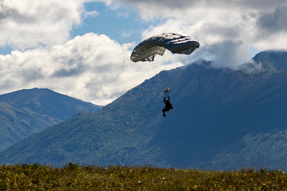 NSWG2 personnel execute a military free fall during AE25