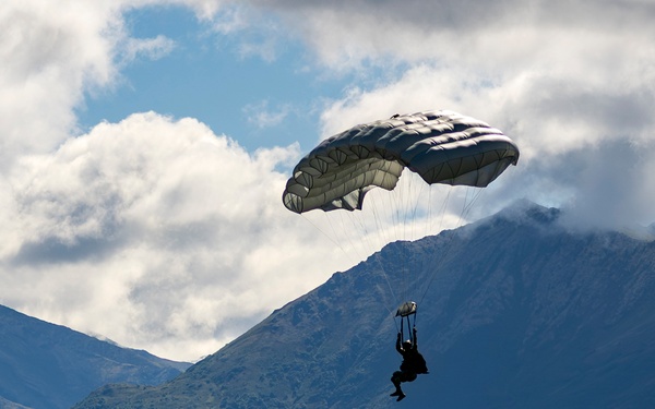 NSWG2 personnel execute a military free fall during AE25
