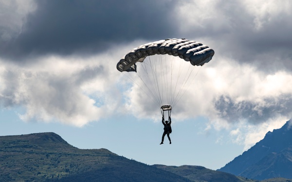 NSWG2 personnel execute a military free fall during AE25
