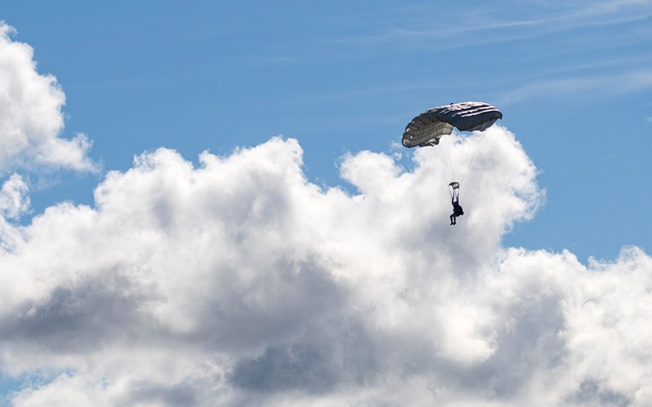 NSWG2 personnel execute a military free fall during AE25