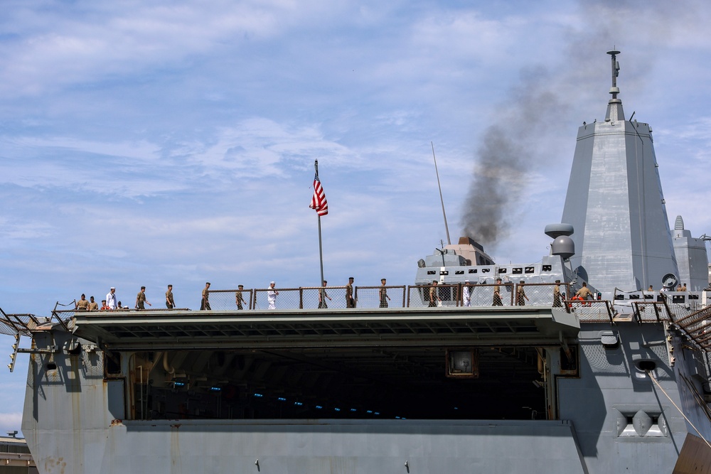 USS San Antonio Departs Naval Station Norfolk