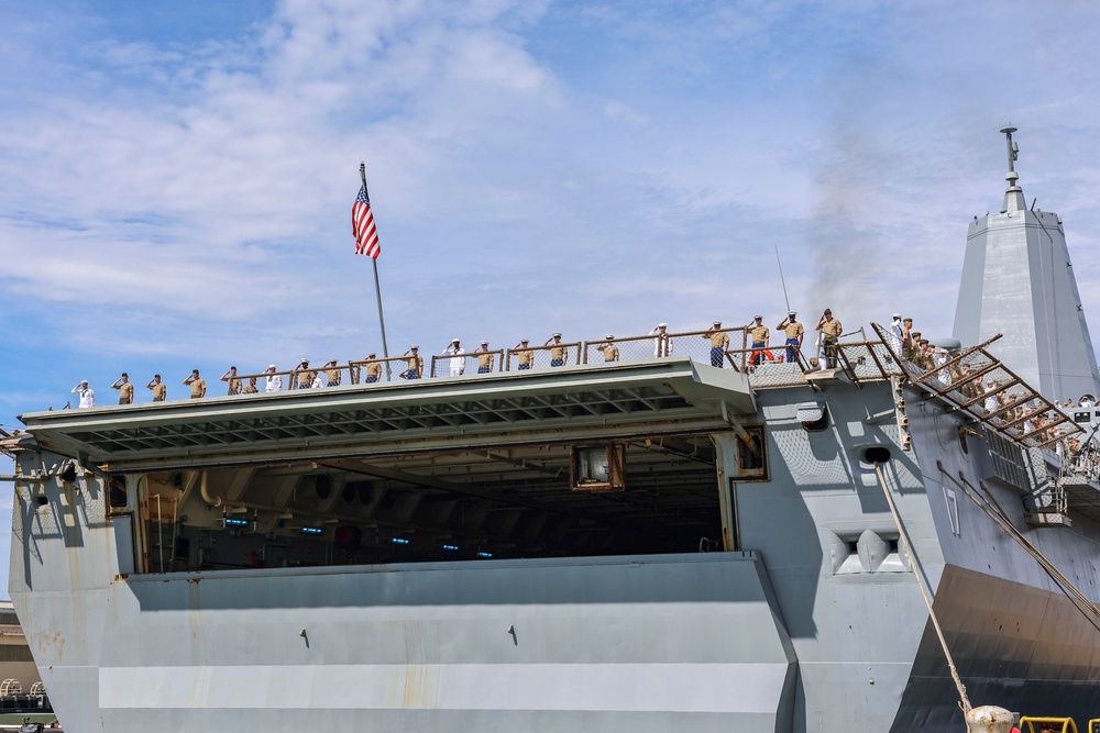 USS San Antonio Departs Naval Station Norfolk