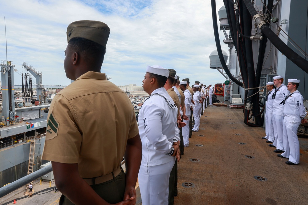 USS Iwo Jima Depart Naval Station Norfolk For Deployment