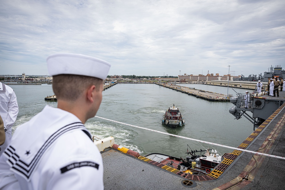 USS Iwo Jima Depart Naval Station Norfolk For Deployment