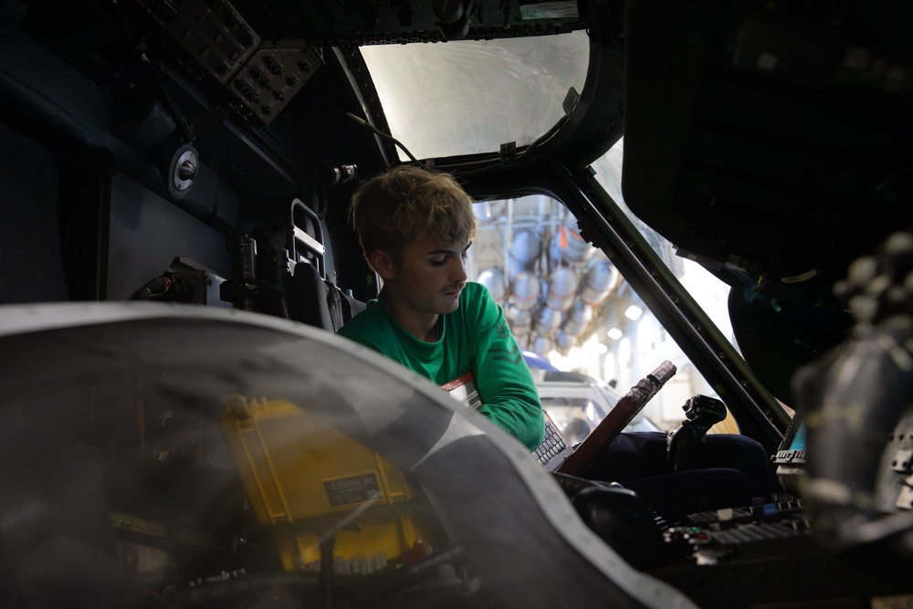 USS Gerald R. Ford (CVN 78) Sailor Conducts Maintenance
