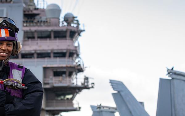 USS Gerald R. Ford (CVN 78) Sailor Poses For A Portrait