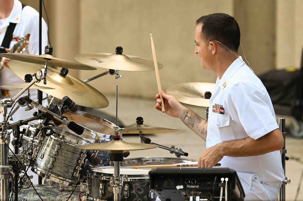 U.S. Navy Band Cruisers perform on the back lawn of the Fairfax County Government Center
