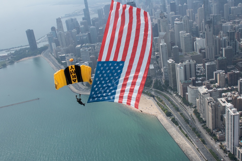 U.S. Army Parachute Team jumps for Chicago Air and Water Show