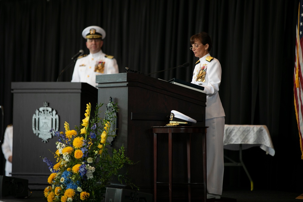 Vice Adm. Yvette Davids Delivers Remarks During USNA Change of Command Ceremony