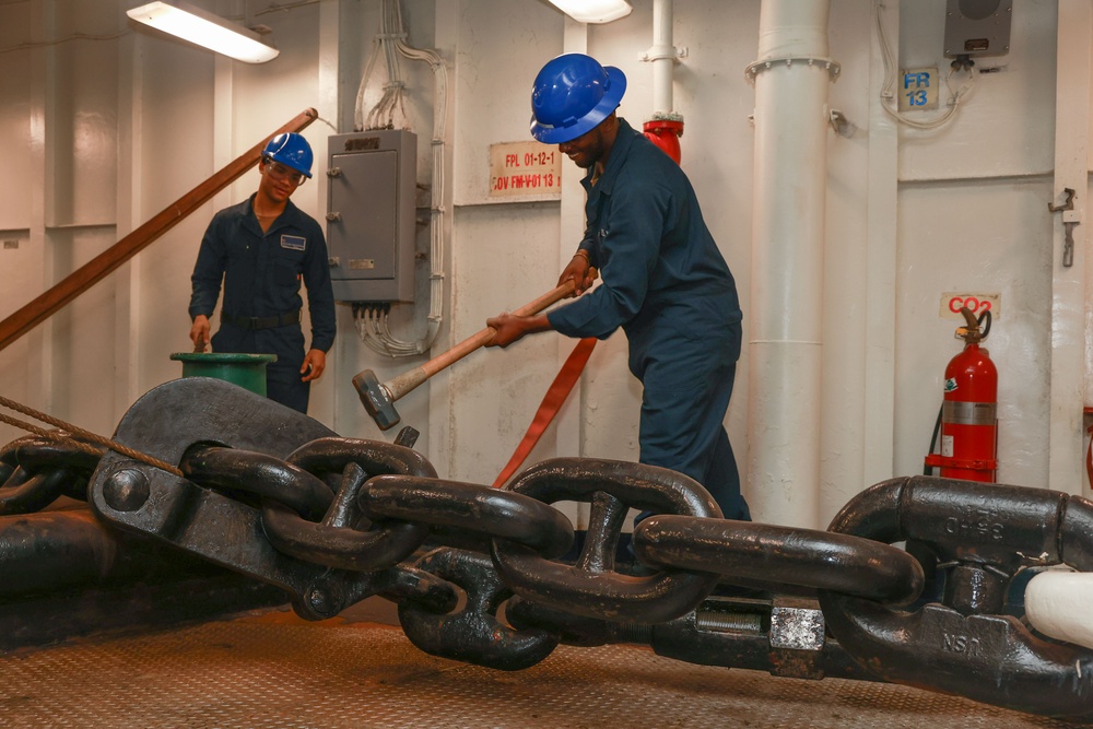 USS Iwo Jima Conducts Anchoring Evolution