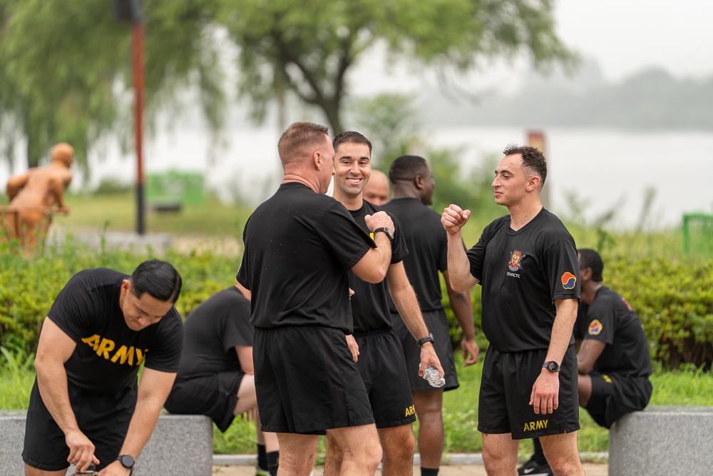 The U.S. Army Materiel Support Command – Korea conducted Officer Physical Training along the scenic Nakdong River Trail, aiming to strengthen bonds, build relationships, and cultivate a culture of teamwork.
