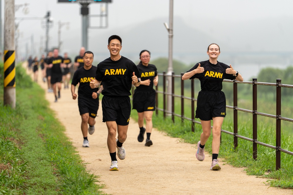 The U.S. Army Materiel Support Command – Korea conducted Officer Physical Training along the scenic Nakdong River Trail, aiming to strengthen bonds, build relationships, and cultivate a culture of teamwork.