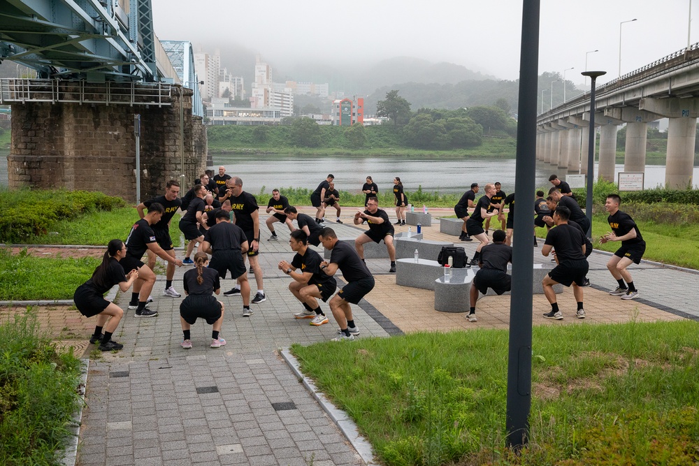 The U.S. Army Materiel Support Command – Korea conducted Officer Physical Training along the scenic Nakdong River Trail, aiming to strengthen bonds, build relationships, and cultivate a culture of teamwork.