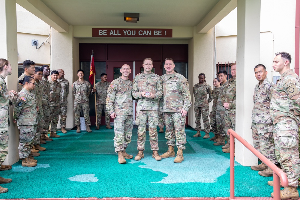 Sgt. Spencer A. Kuzara (498th CSSB) and Cadet Angelina Munoz were awarded a Brigade coin today by Col. R. Scott Carpenter, commander of U.S. Army Materiel Support Command–Korea.
