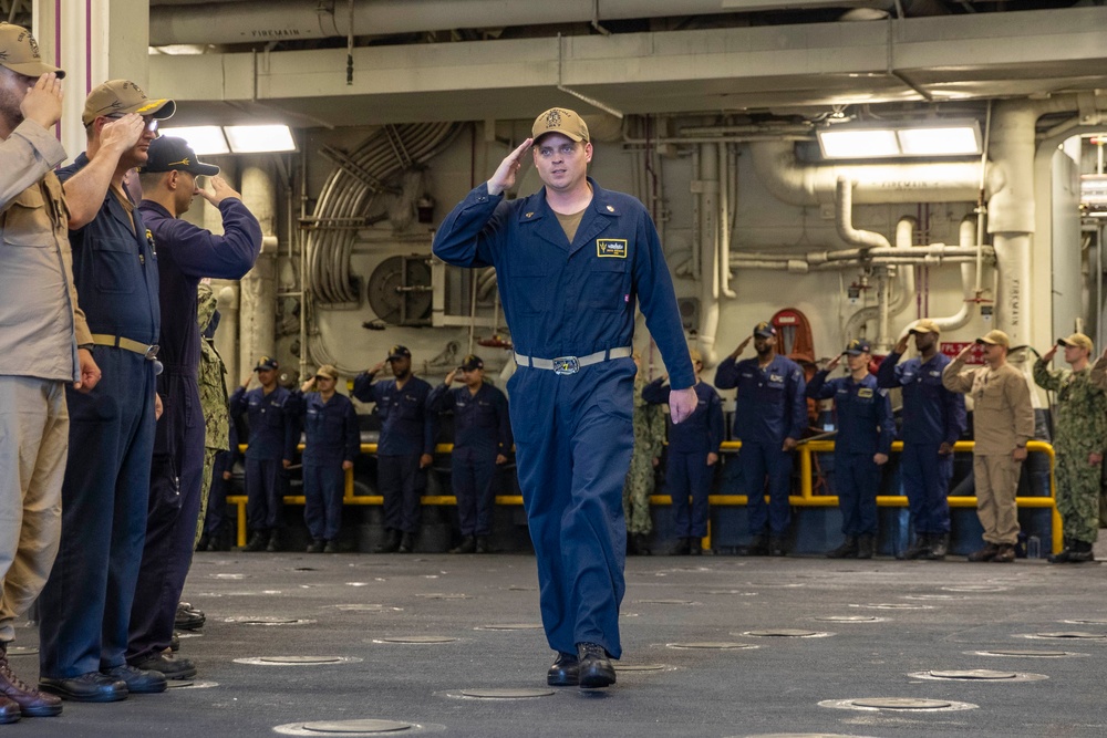 USS Tripoli Khakis Piping Ashore