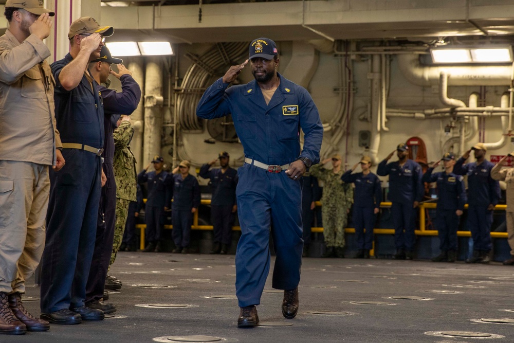 USS Tripoli Khakis Piping Ashore