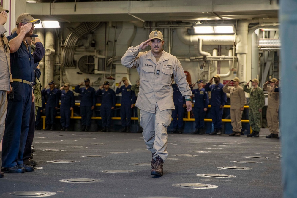 USS Tripoli Khakis Piping Ashore