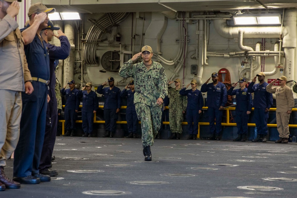 USS Tripoli Khakis Piping Ashore