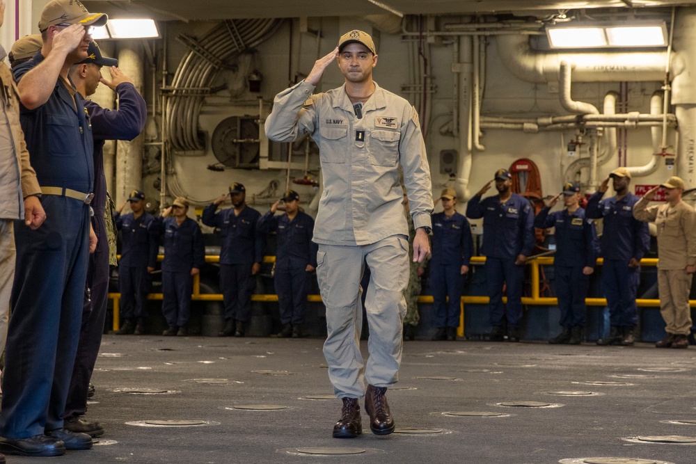 USS Tripoli Khakis Piping Ashore