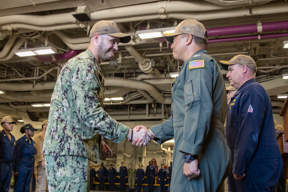 USS Tripoli Khakis Piping Ashore