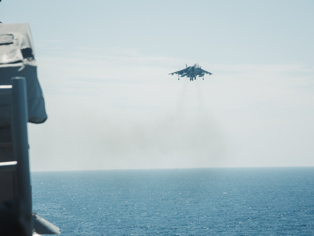 22nd MEU(SOC) | AV-8B Harriers Conduct Deck Landing Qualifications