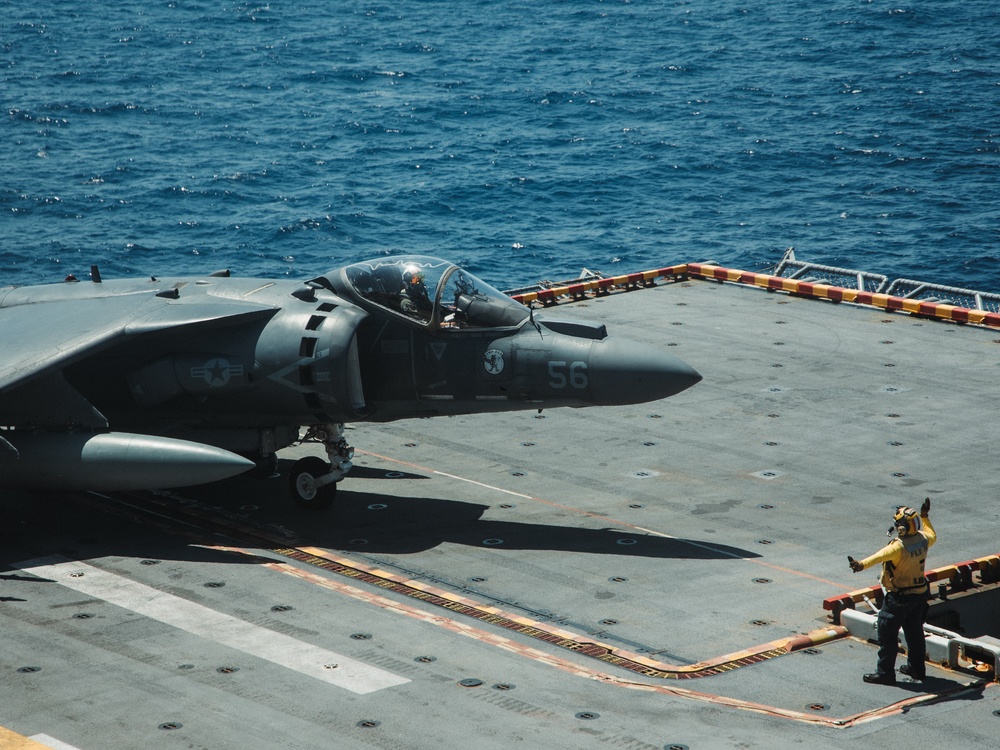 22nd MEU(SOC) | AV-8B Harriers Conduct Deck Landing Qualifications