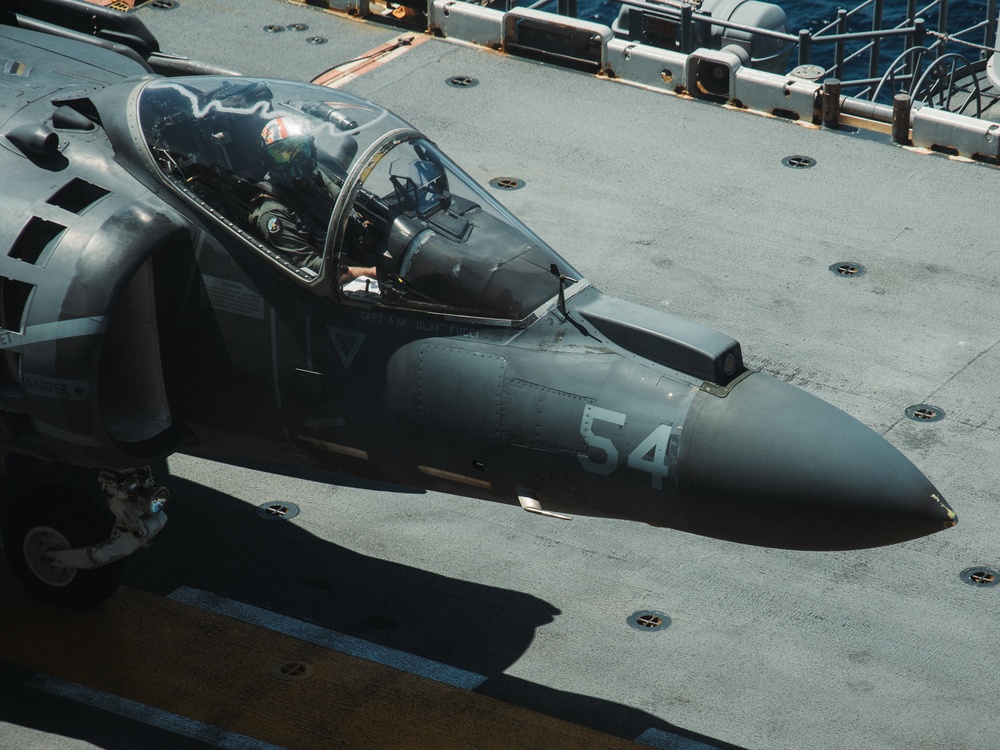 22nd MEU(SOC) | AV-8B Harriers Conduct Deck Landing Qualifications