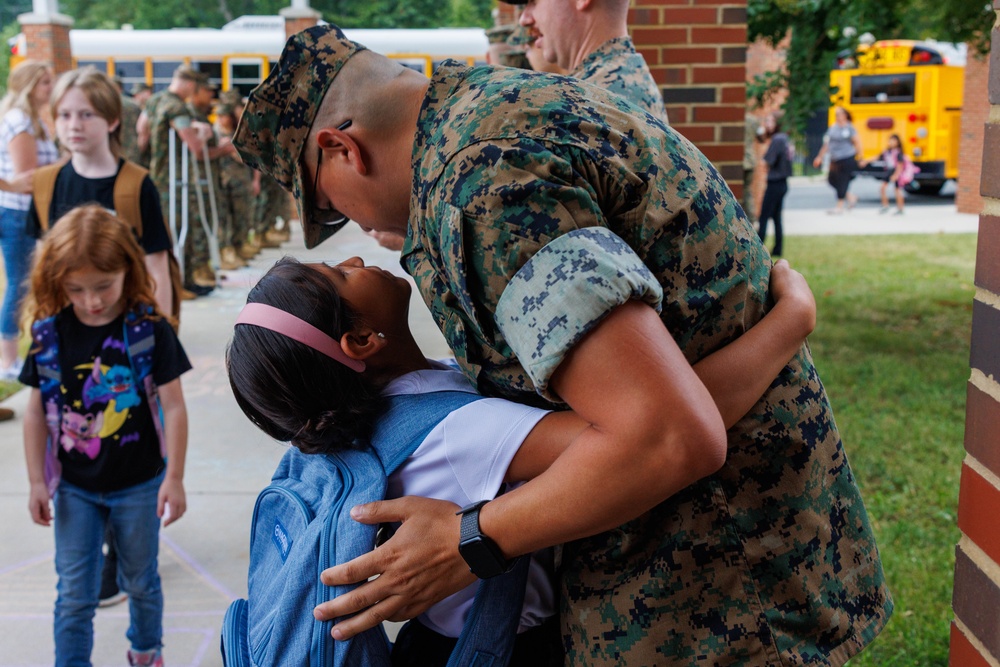 U.S. Marines Welcome Students Back to School