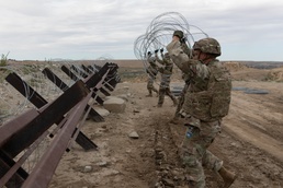 642nd Engineer Support Company builds an obstacle at the southern border