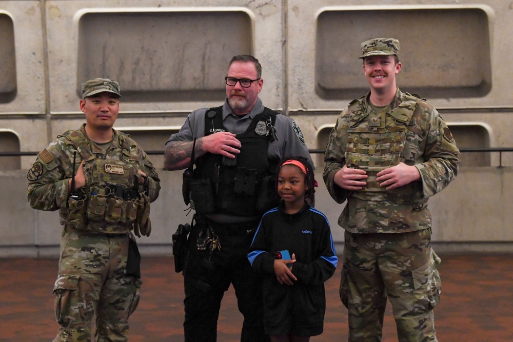 JTF-DC Guardsmen patrol Washington Metro stations