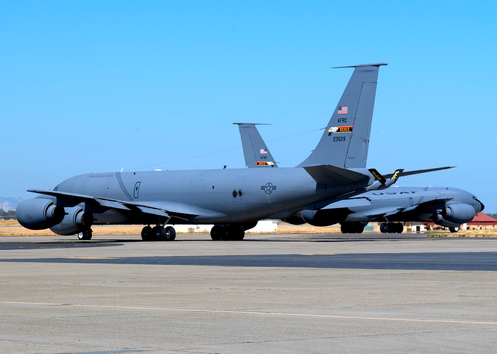 KC-135 Formation Taxis on Flight Line