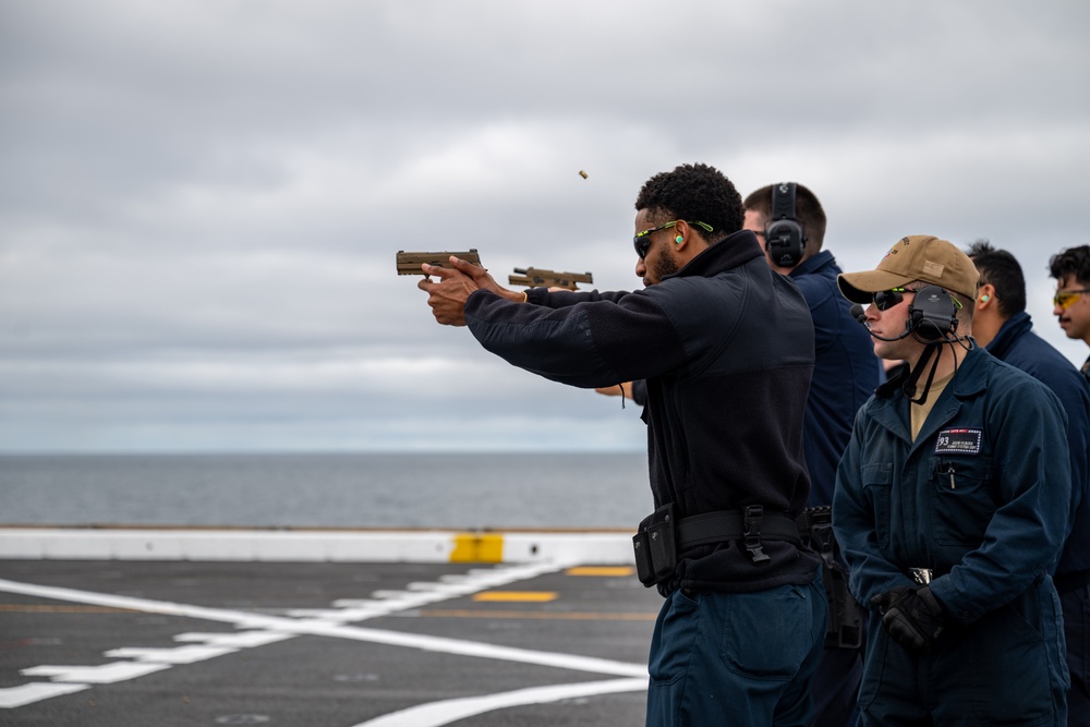 Small arms live-fire exercise at sea
