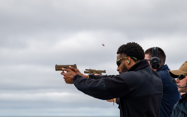 Small arms live-fire exercise at sea