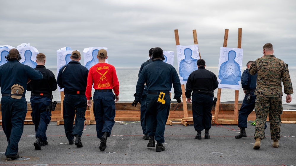 Small arms live-fire exercise at sea