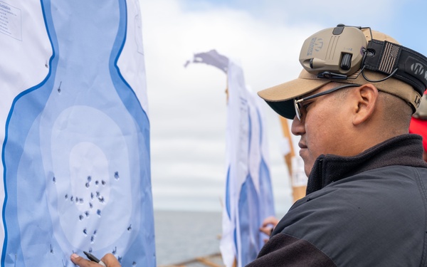 Small arms live-fire exercise at sea