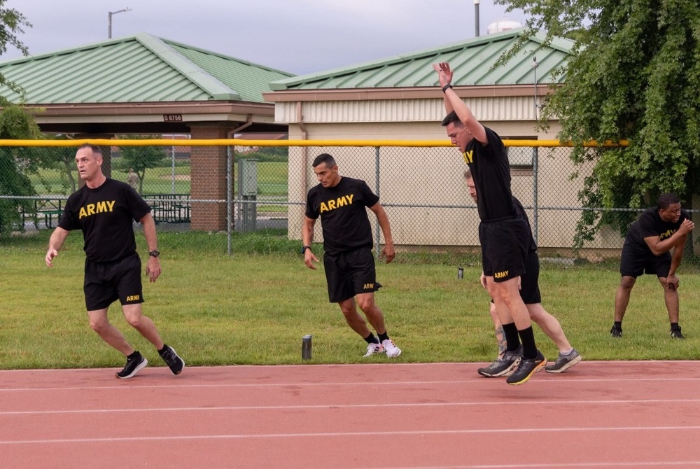 Brigadier General Jason H. Rosenstrauch, Deputy Commanding General-Support, 2nd Infantry Division, hosted a team-building physical training session