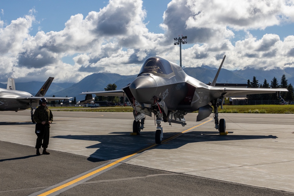 U.S. Marines conduct flight operations in Marine Corps F-35B Lightning II